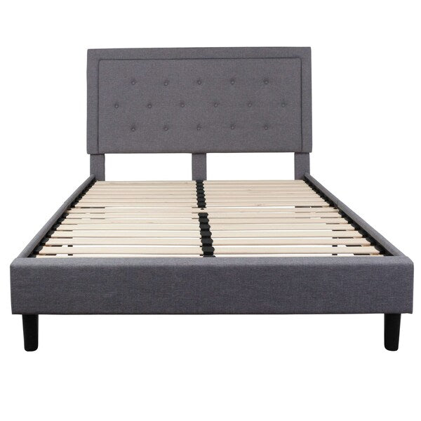Roxbury Queen Platform Bed, Light Gray