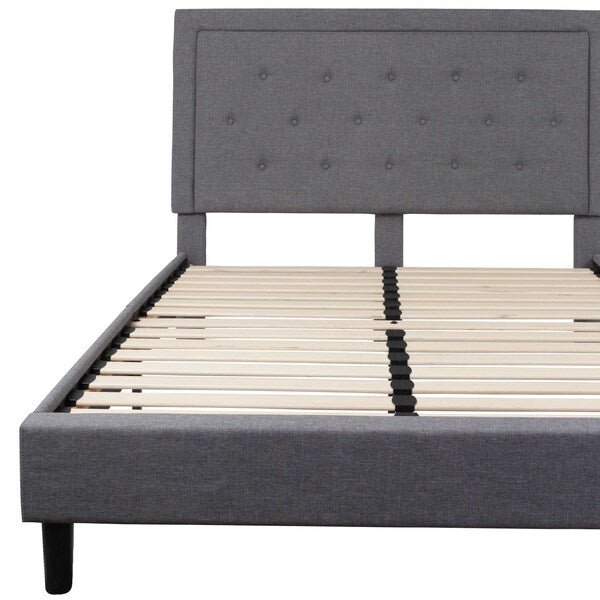 Roxbury Queen Platform Bed, Light Gray