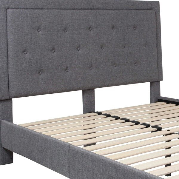 Roxbury Queen Platform Bed, Light Gray