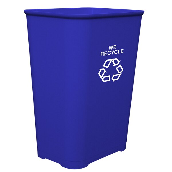 MBI Blue Wastebasket w/ Recycle Logo, 40
