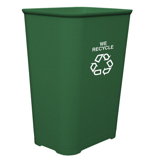 MBI Green Wastebasket w/ Recycle Logo, 4