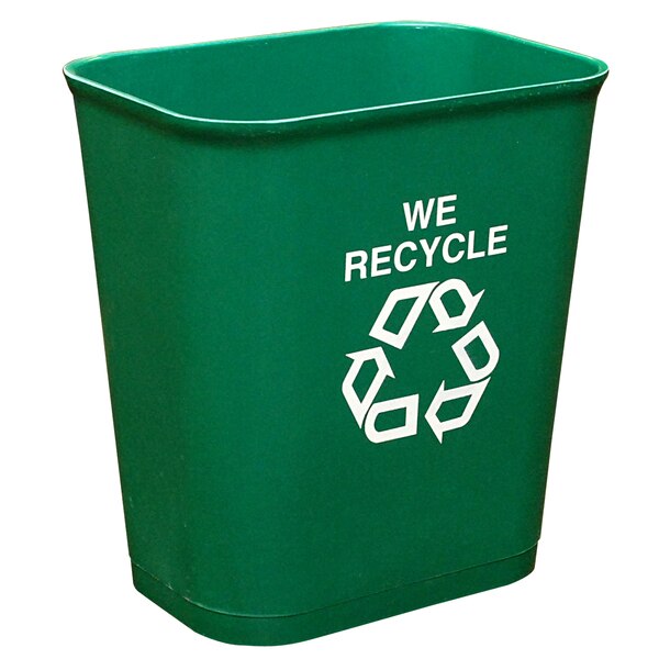 MBI Green Wastebasket W/ Recycle Logo, 1