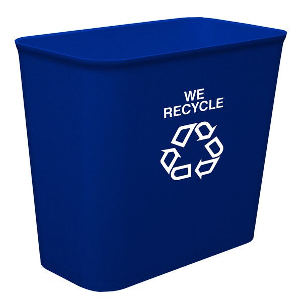 MBI Blue Wastebasket W/Recycle Logo, 27