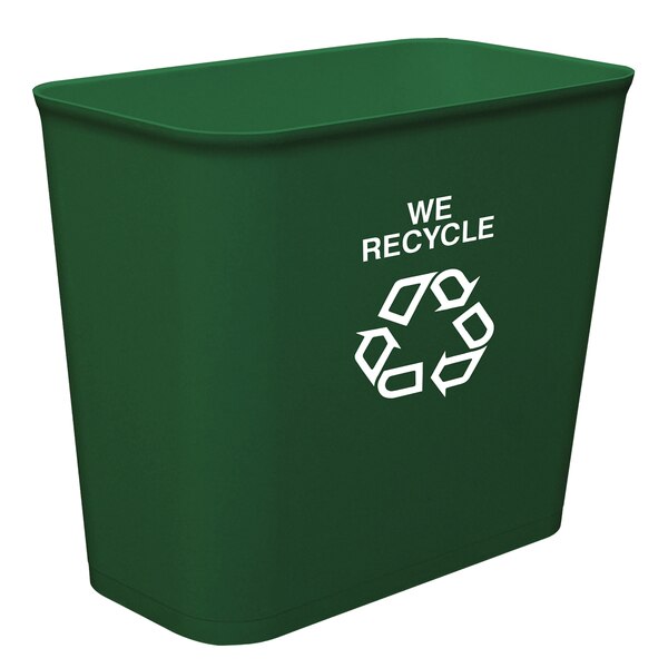 MBI Green Wastebasket W/Recycle Logo, 27
