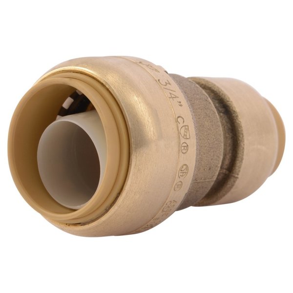 DZR Brass Reducing Coupling, 3/4 in x 1/2 in Tube Size