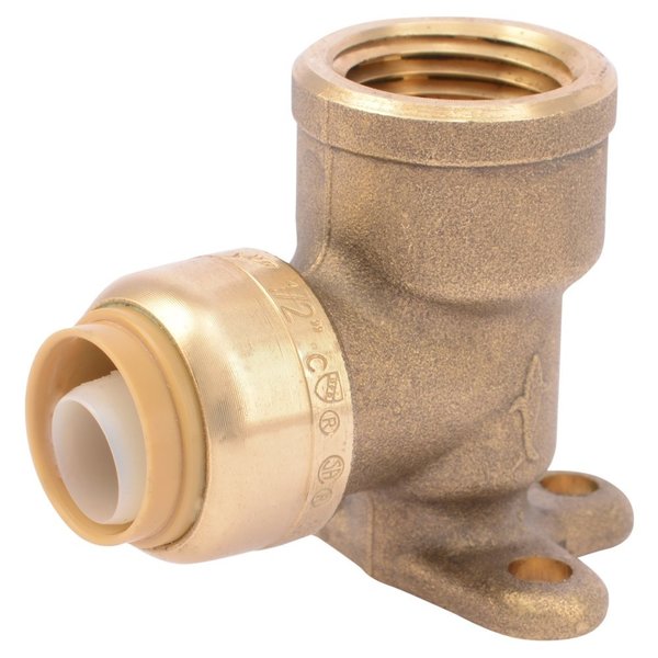 DZR Brass 90 Degree Drop Ear Elbow, 1/2 in Tube Size