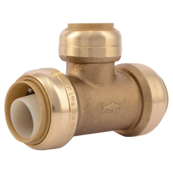 DZR Brass Reducing Tee, 1 in x 1 in x 3/4 in Tube Size