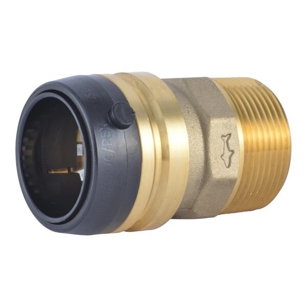 DZR Brass Male Connector, 1-1/4 in Tube Size