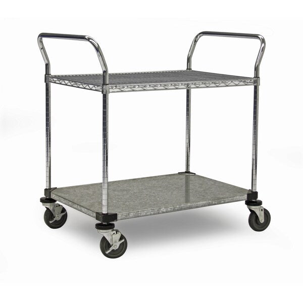 Solid Utility Cart, 2-Shelf, 24x48x40