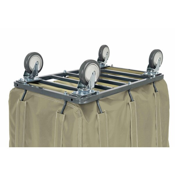 Vinyl Basket Truck with Air Cushion Bumper and Steel Base, 6 Bushel, Beige