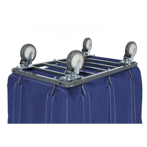 Antimicrobial Vinyl Basket Truck with Steel Base, 18 Bushel, Navy