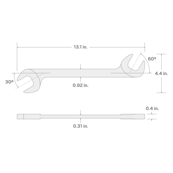 1-3/8 Inch Angle Head Open End Wrench