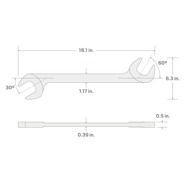 50 mm Angle Head Open End Wrench