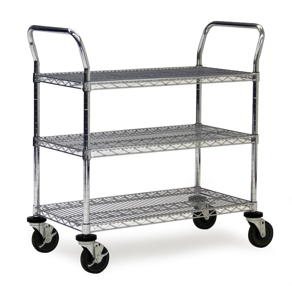 Wire Utility Cart, 3-Shelf, 18x48x40