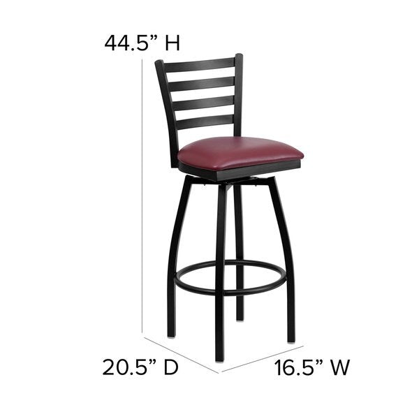 Restaurant Stool, Ladder Back, Burg Seat