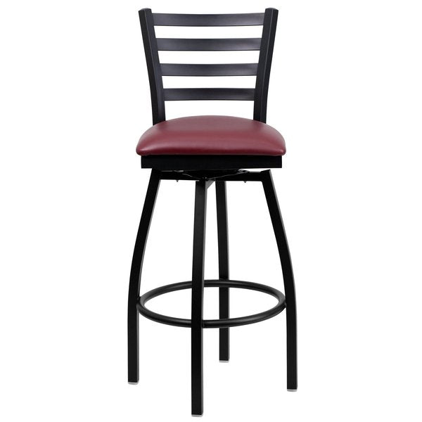 Restaurant Stool, Ladder Back, Burg Seat