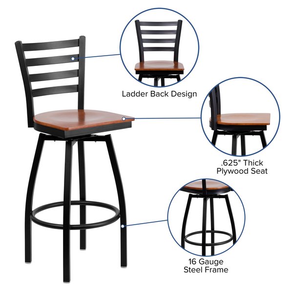 Restaurant Stool, Ladder Back, Chy Seat, Frame Material: Metal