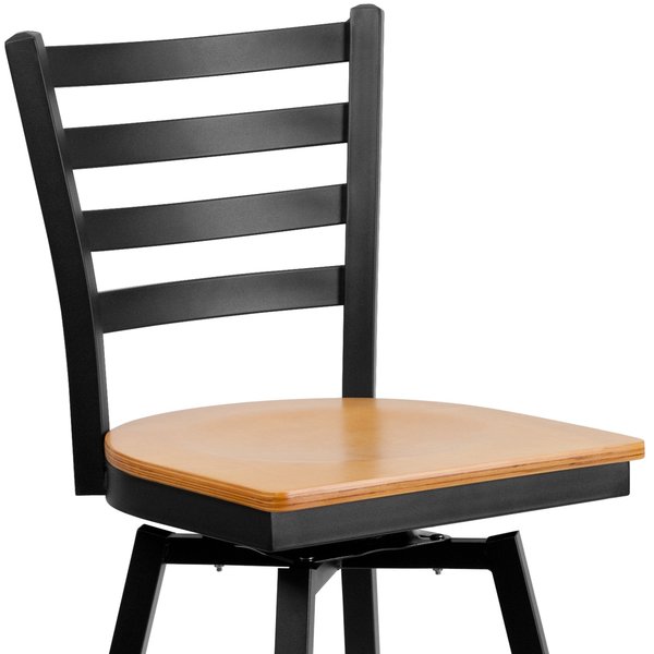 Restaurant Stool, Ladder Back, Nat Seat, Seat Height Range: 30-1/4
