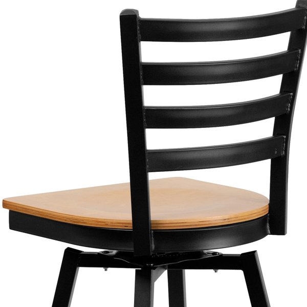 Restaurant Stool, Ladder Back, Nat Seat, Seat Height Range: 30-1/4