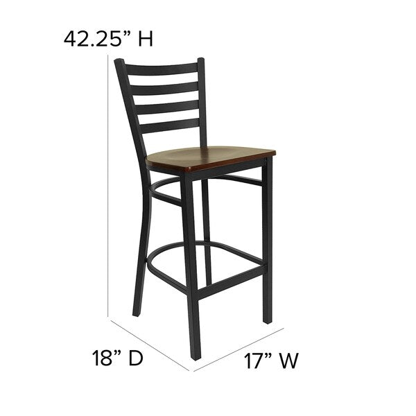 Restaurant Stool, Ladder Back, Mah Seat, Seat Height Range: 29