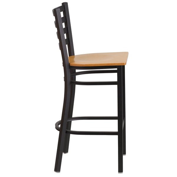 Restaurant Stool, Ladder Back, Nat Seat, Seat Height Range: 29