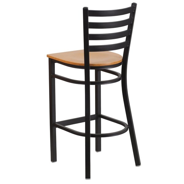 Restaurant Stool, Ladder Back, Nat Seat, Seat Height Range: 29