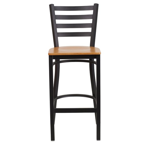 Restaurant Stool, Ladder Back, Nat Seat, Seat Height Range: 29