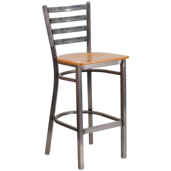 Barstool, Ladder Back, Clr w/Natural Seat