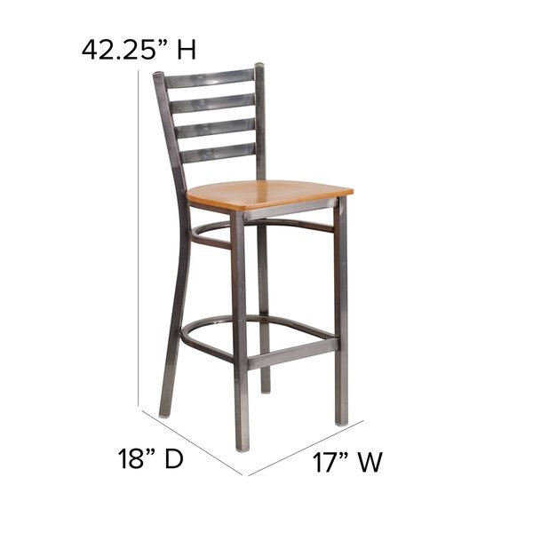 Barstool, Ladder Back, Clr w/Natural Seat