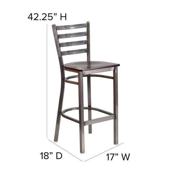 Barstool, Ladder Back, Clr w/Walnut Seat