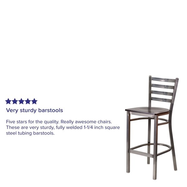 Barstool, Ladder Back, Clr w/Walnut Seat