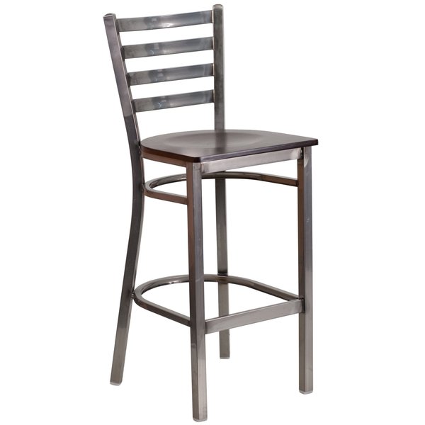 Barstool, Ladder Back, Clr w/Walnut Seat