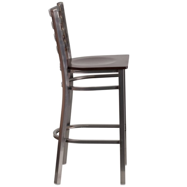 Barstool, Ladder Back, Clr w/Walnut Seat
