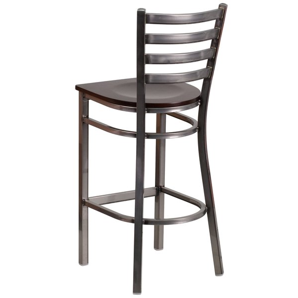 Barstool, Ladder Back, Clr w/Walnut Seat