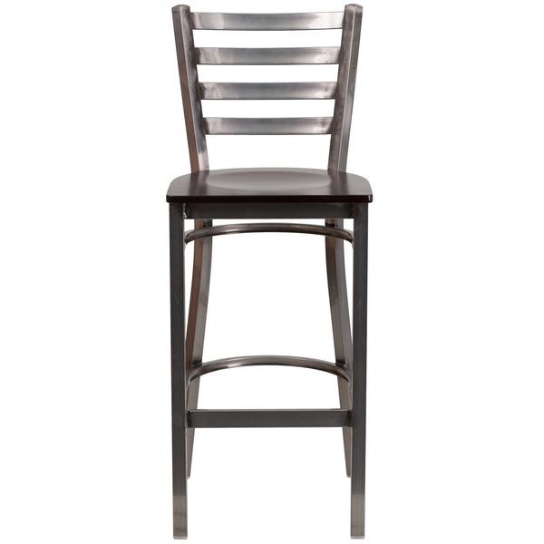 Barstool, Ladder Back, Clr w/Walnut Seat