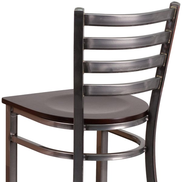 Barstool, Ladder Back, Clr w/Walnut Seat