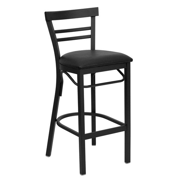 Restaurant Stool, Ladder Back, Blk Seat