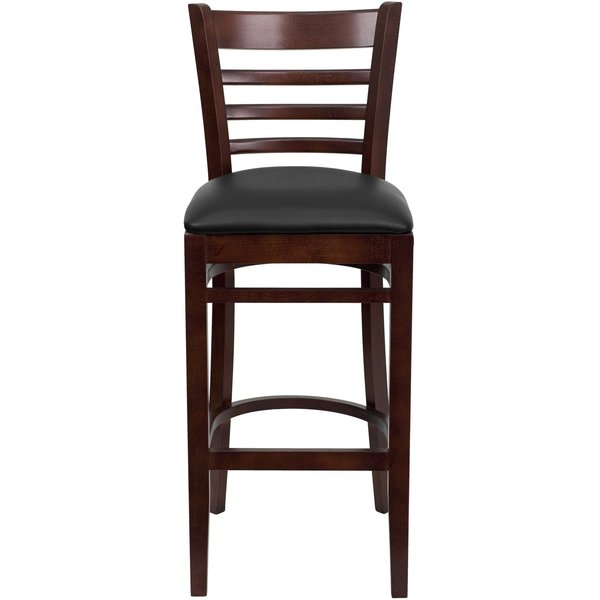 Barstool, Ladder Back, Mah Wood, Blk Vinyl