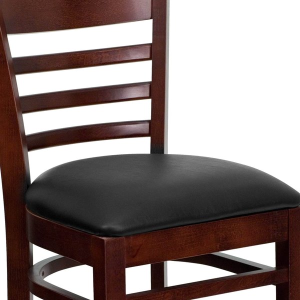 Barstool, Ladder Back, Mah Wood, Blk Vinyl