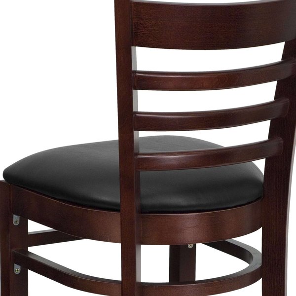Barstool, Ladder Back, Mah Wood, Blk Vinyl