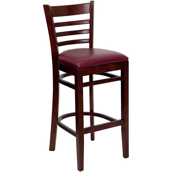 Barstool, Ladder Back, Mah Wood, Burg Viny