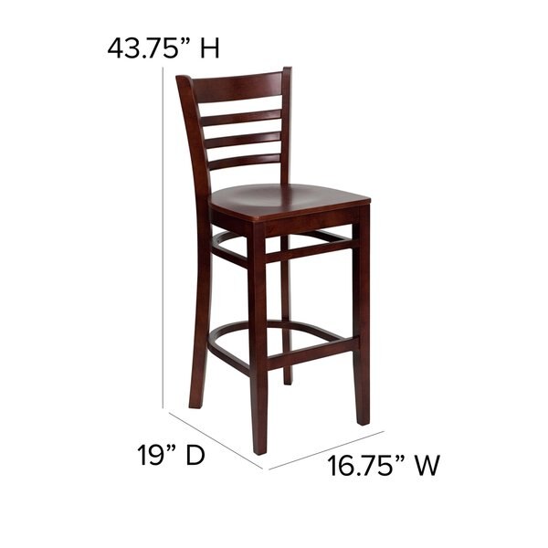 Barstool, Ladder Back, Mahogany Wood