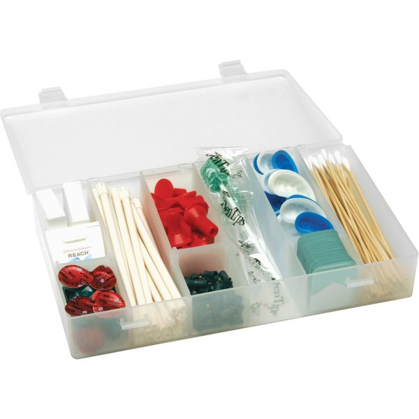 Adjustable Compartment Box with 16 compartments, Plastic, 1 3/4 in H x 6-3/16 in W