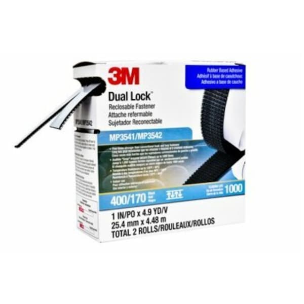 Reclosable Fastener, Acrylic Adhesive, 4.9 yds, 1 in Wd, Black, 5 PK