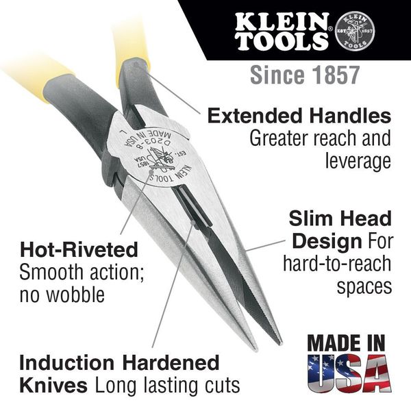 6 5/8 in D203 Needle Nose Plier, Side Cutter Plastic Dipped Handle
