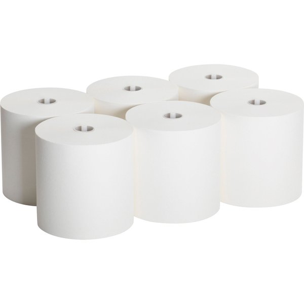 Soffpull Hardwound Paper Towels, 1, Continuous Roll, 1000 ft, White, 6 PK