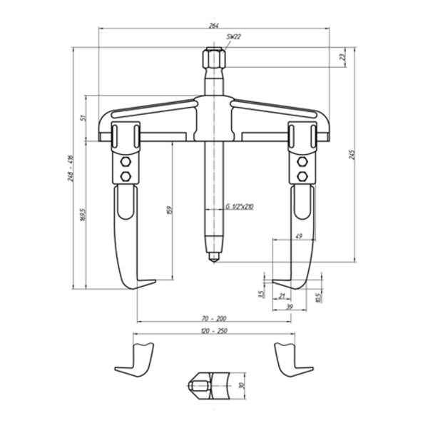 Universal Puller, 2-Arm Pattern, 200 x 150