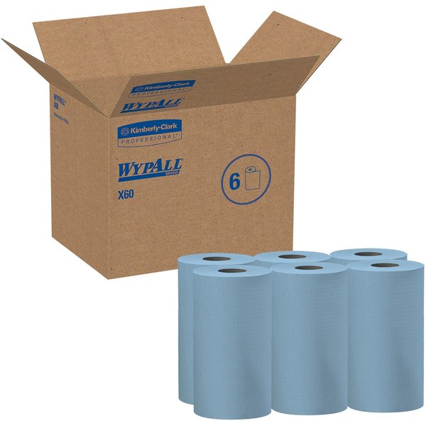 Dry Wipe Roll, Blue, Roll, Hydroknit, 6 PK, 130 Wipes, 19 1/2 in x 13 1/2 in