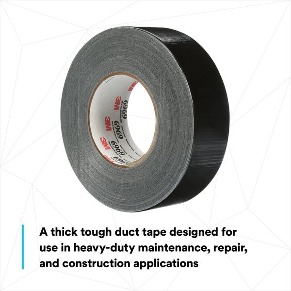 Duct Tape, 2 In x 60 yd, 10.5 mil, Black