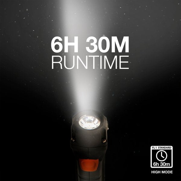 Black No Led Industrial Handheld Flashlight, AA, 300 lm